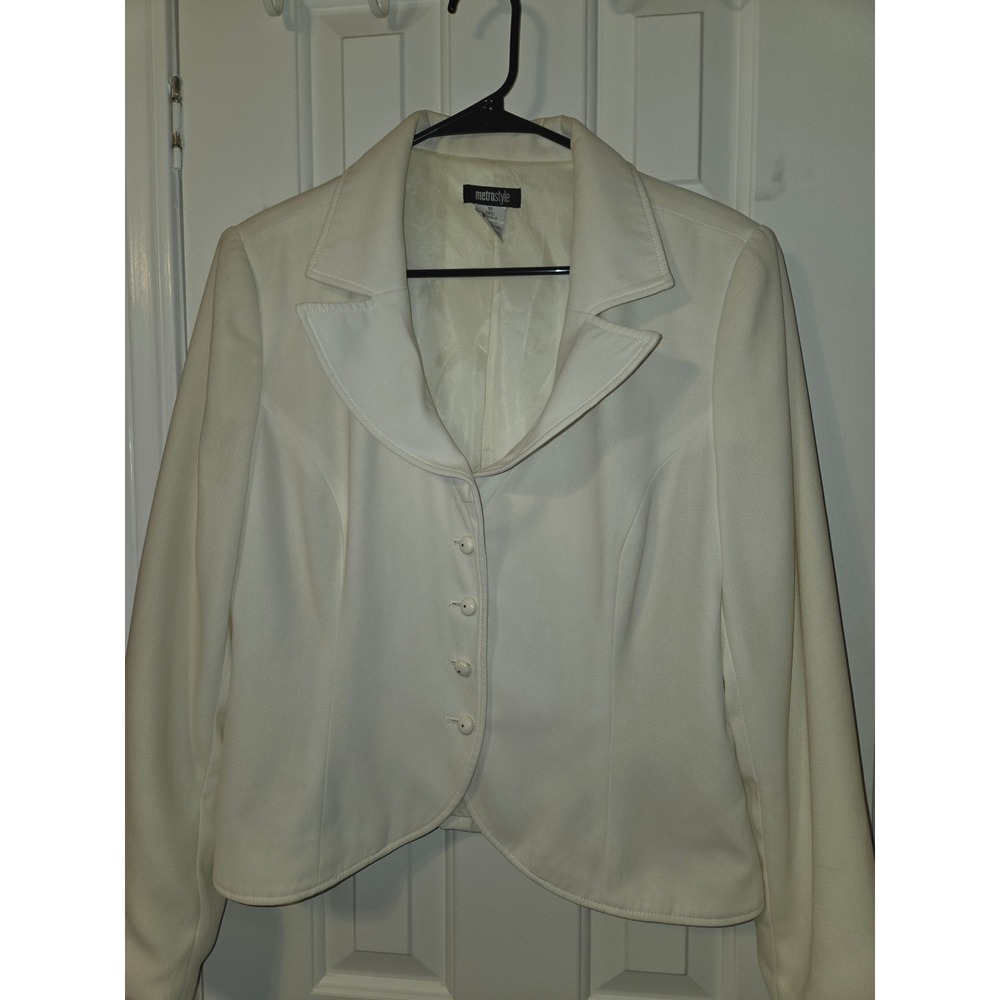 Metrostyle Womens Cream Four Button Blazer Jacket Size 16 Notched Lapel Lined